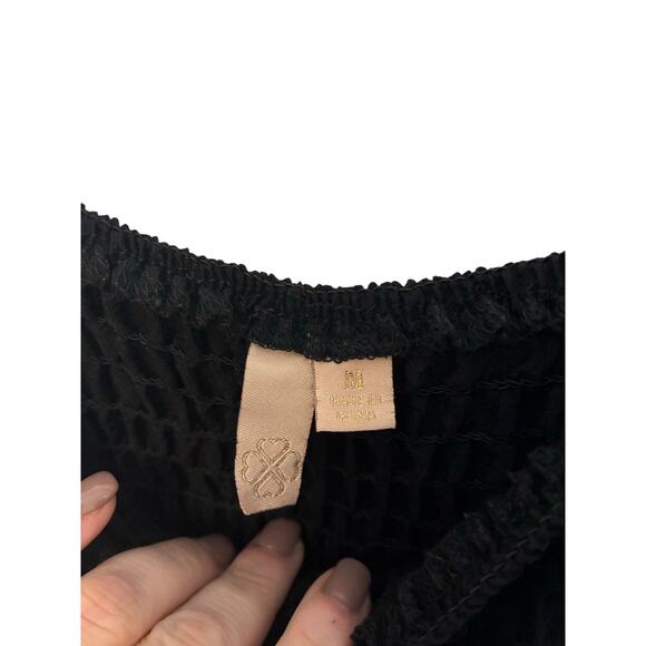 Maeve Anthropologie Black Smocked Milk Maid Spaghetti Strap Maxi Dress Black M - Picture 3 of 5